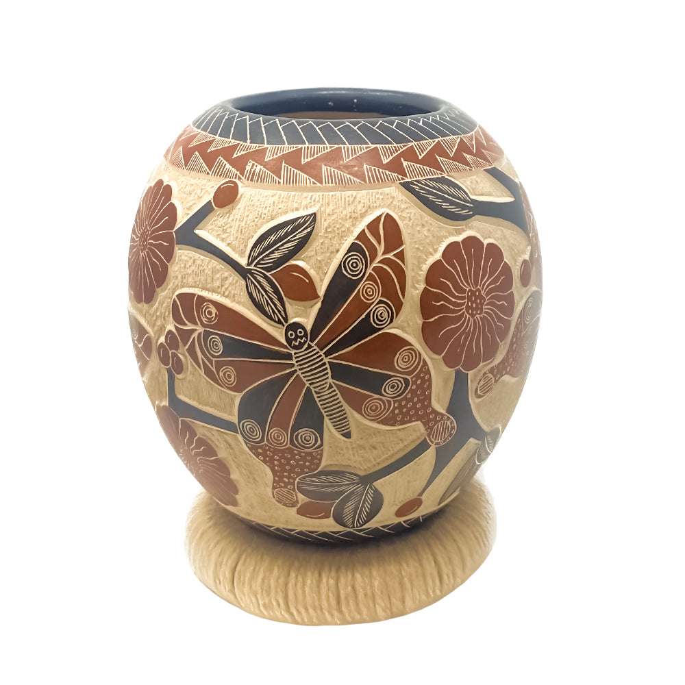 Mata Ortiz Pottery with Etched Butterflyes