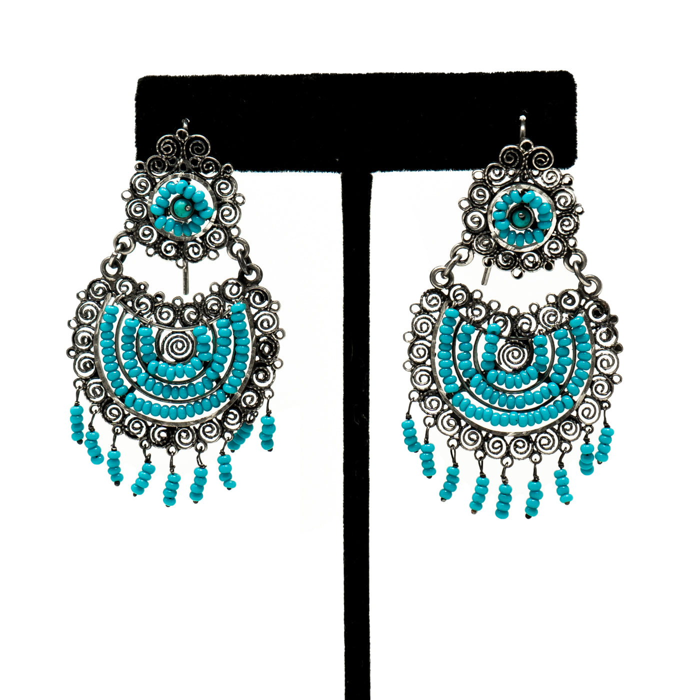 Earrings Sterling Silver with Turquise Beads