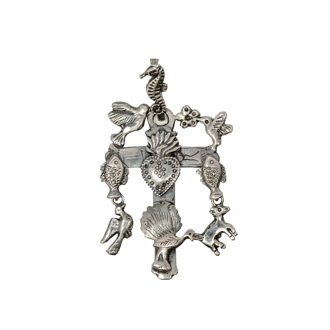 Cross with Milagros Small Sterling Silver