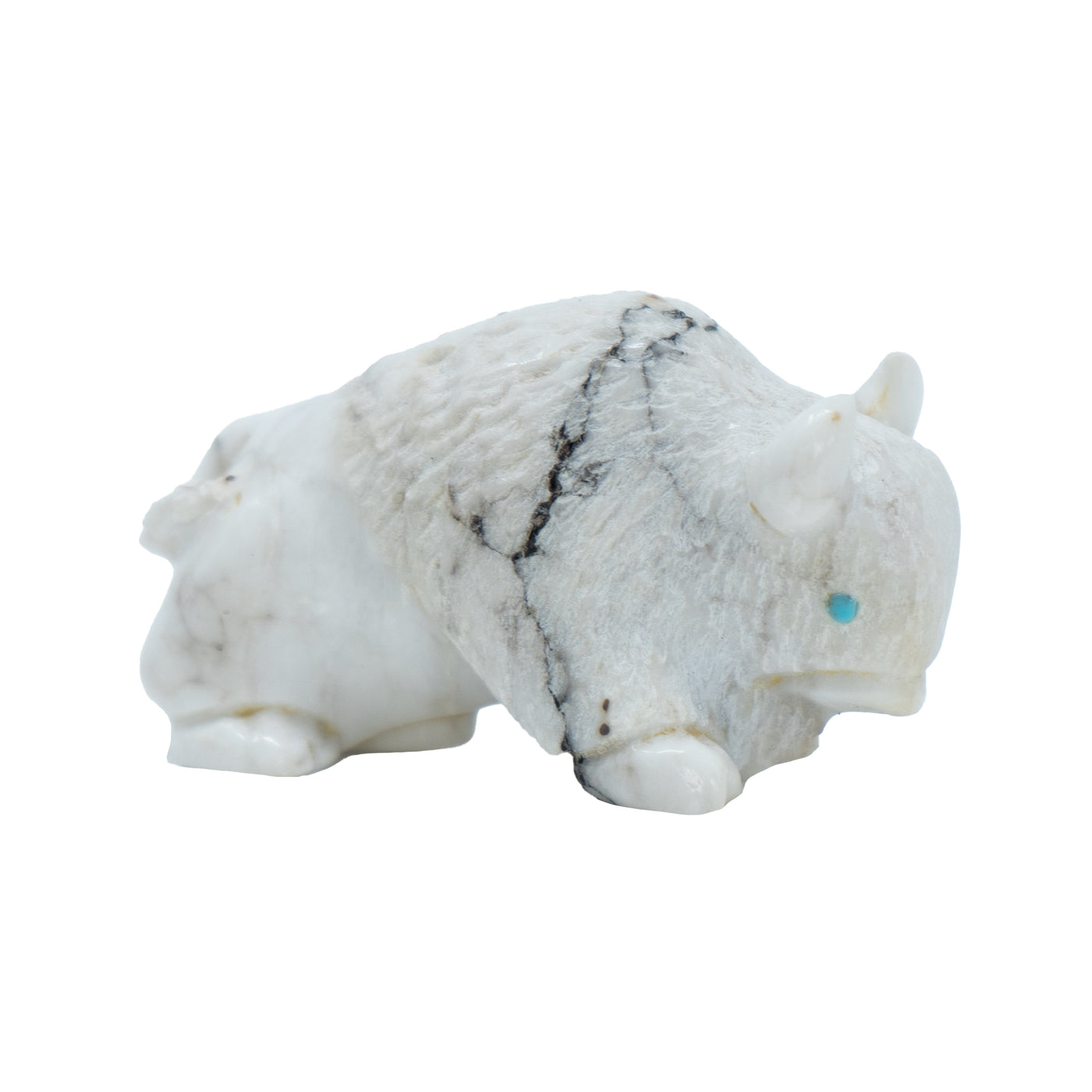 Zuni Fetish Buffalo White Serpentine