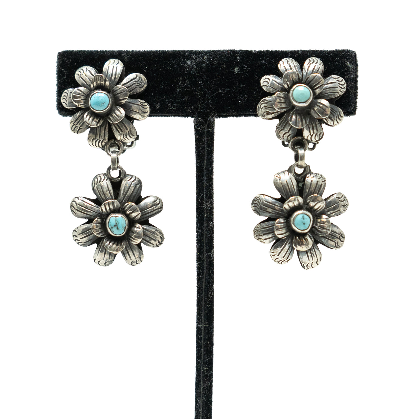 Silver Floral Clip Earrings