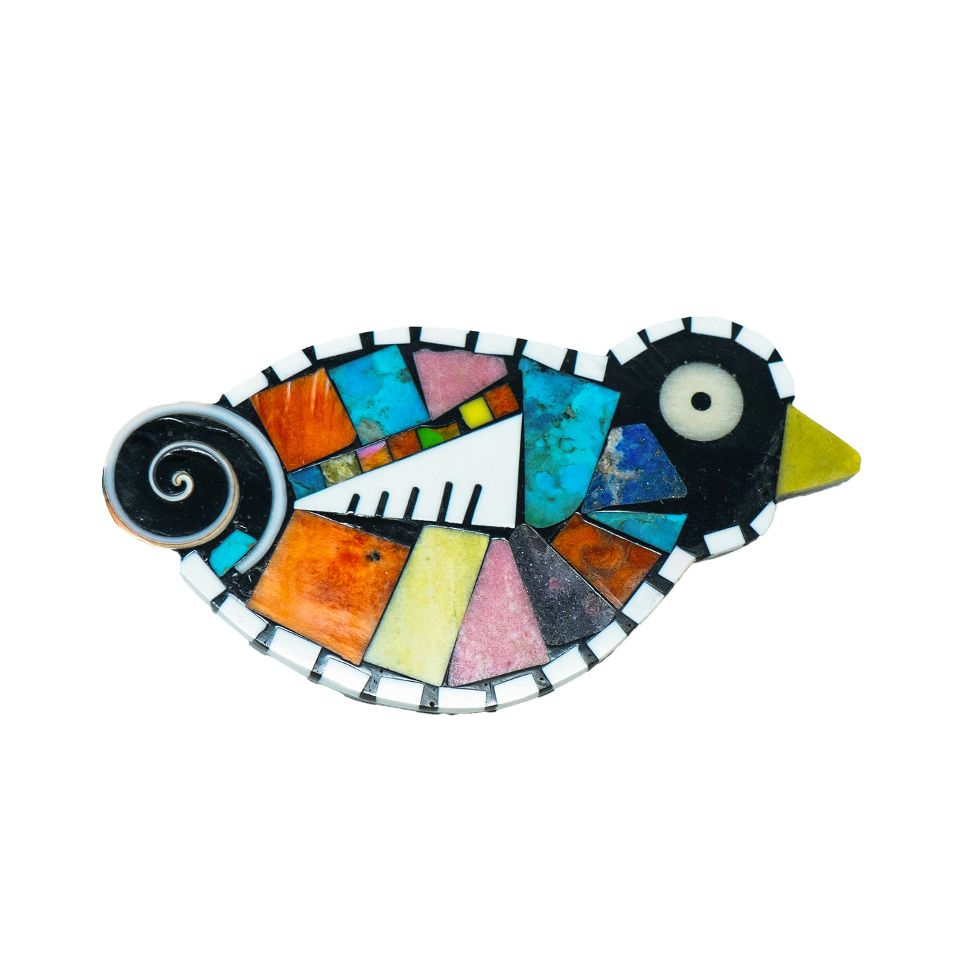 Mosaic Inlay Bird Pin