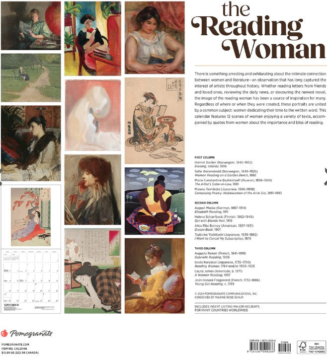 2025 Calendar Reading Woman