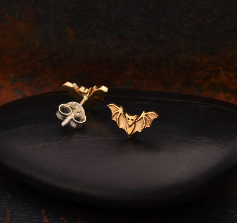 Bronze Earrings Mini Bat