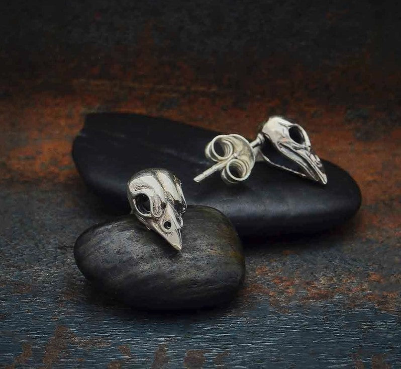 Post Earrings Silver Sparrow Skull