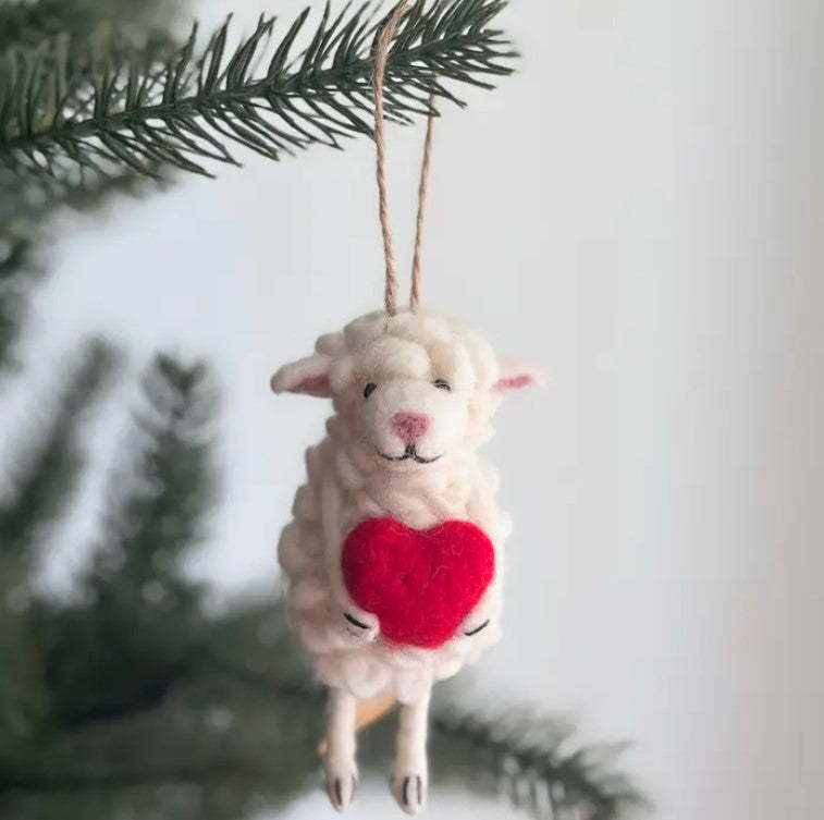 Ornament Sheep Holding Heart