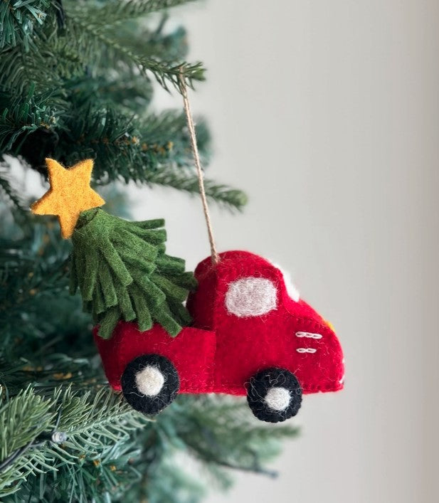 Ornament Felt Pickup Truck with Christmas Tree