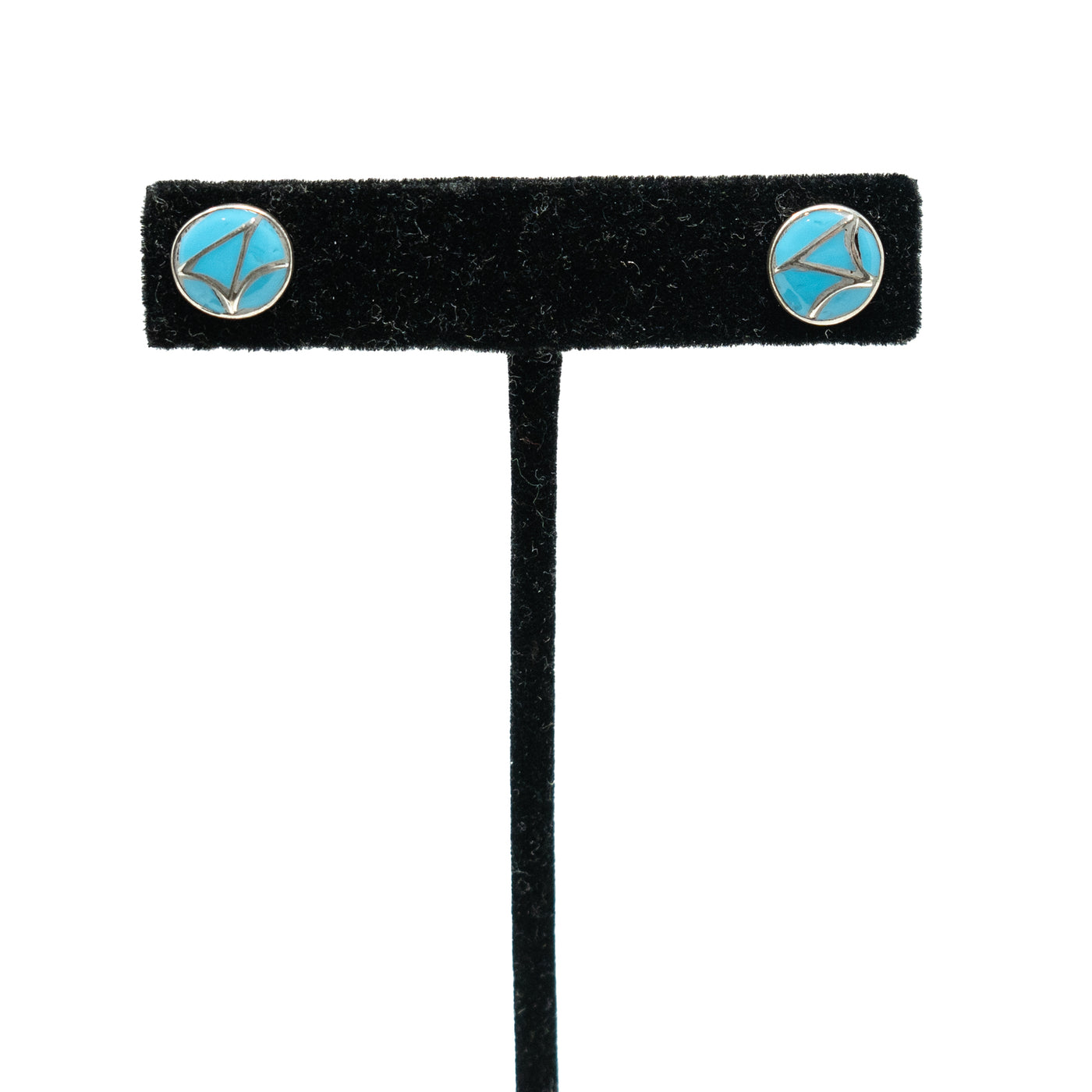 Zuni Small Earrings with Turquoise Inlay