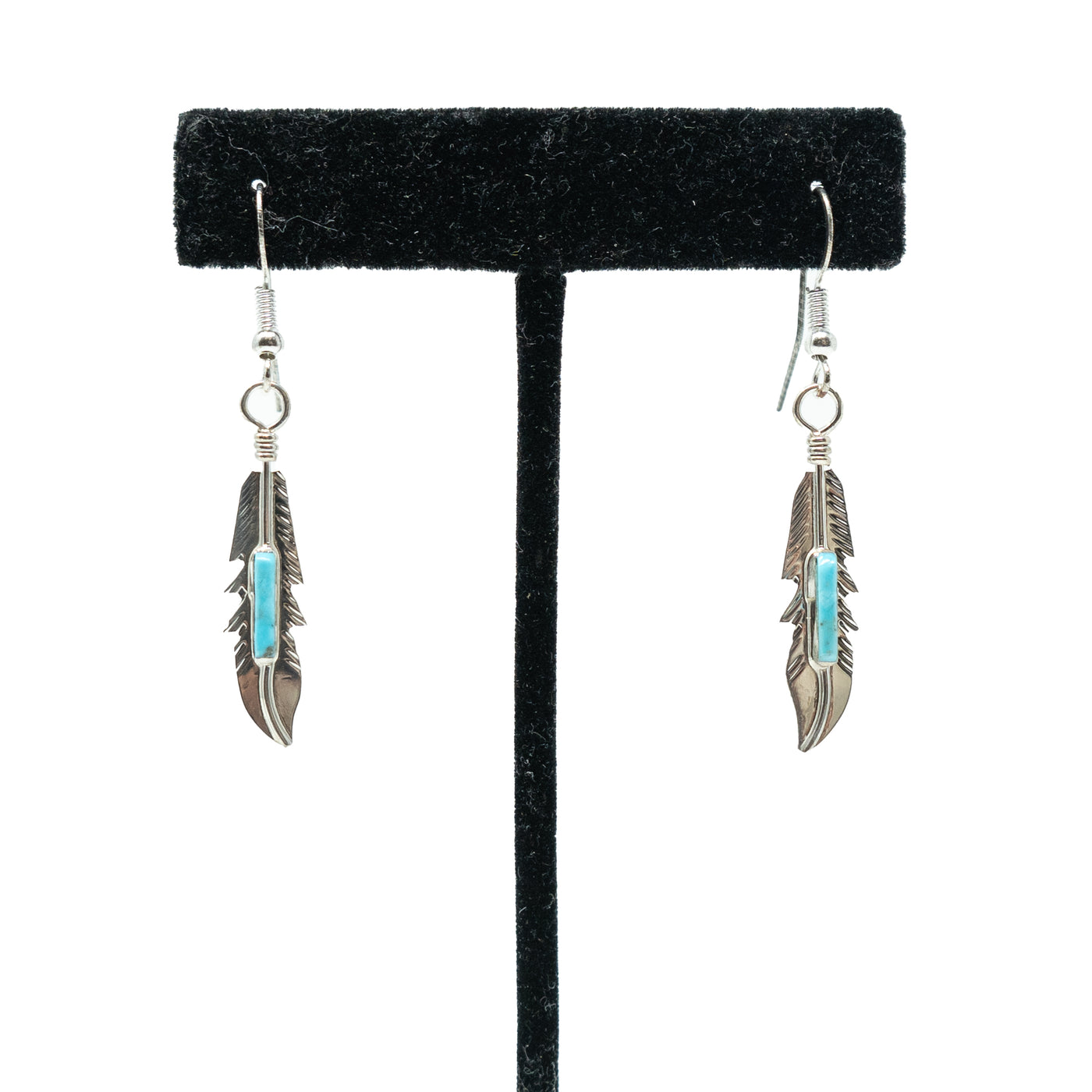 Small Feather Earrings with Turquoise