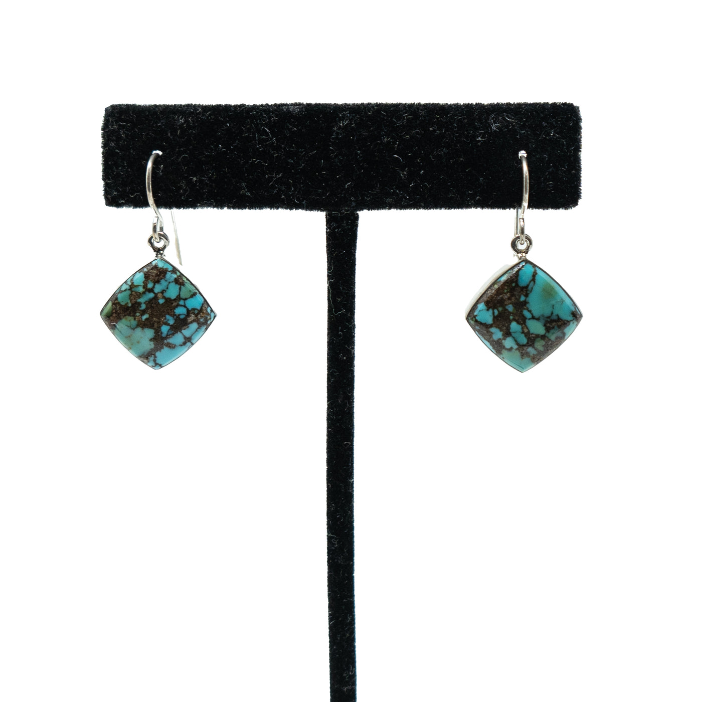 Silver Earrings with  Cloud Mt. Turquoise