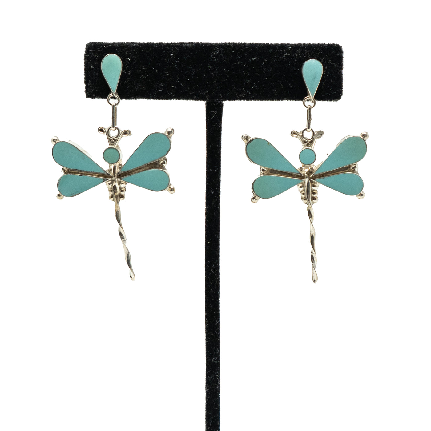 Silver Earrings Dragonfly with  Turquoise