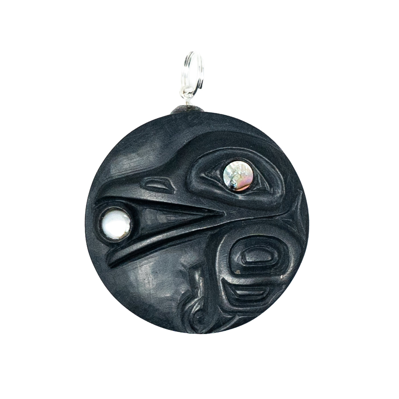 NWC Raven Argillite Pendant with Abalone