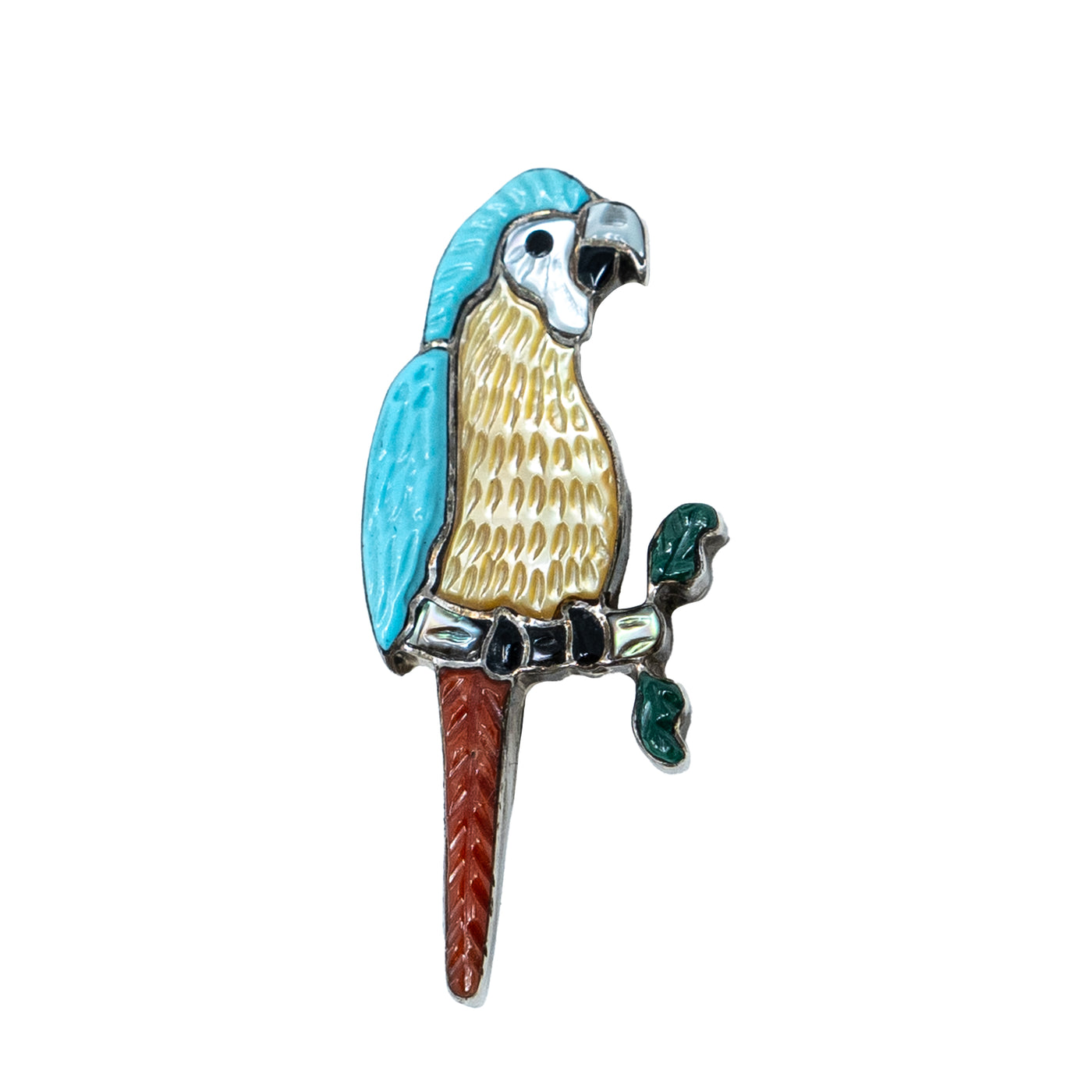 Zuni Parrot Multi-stone Pin