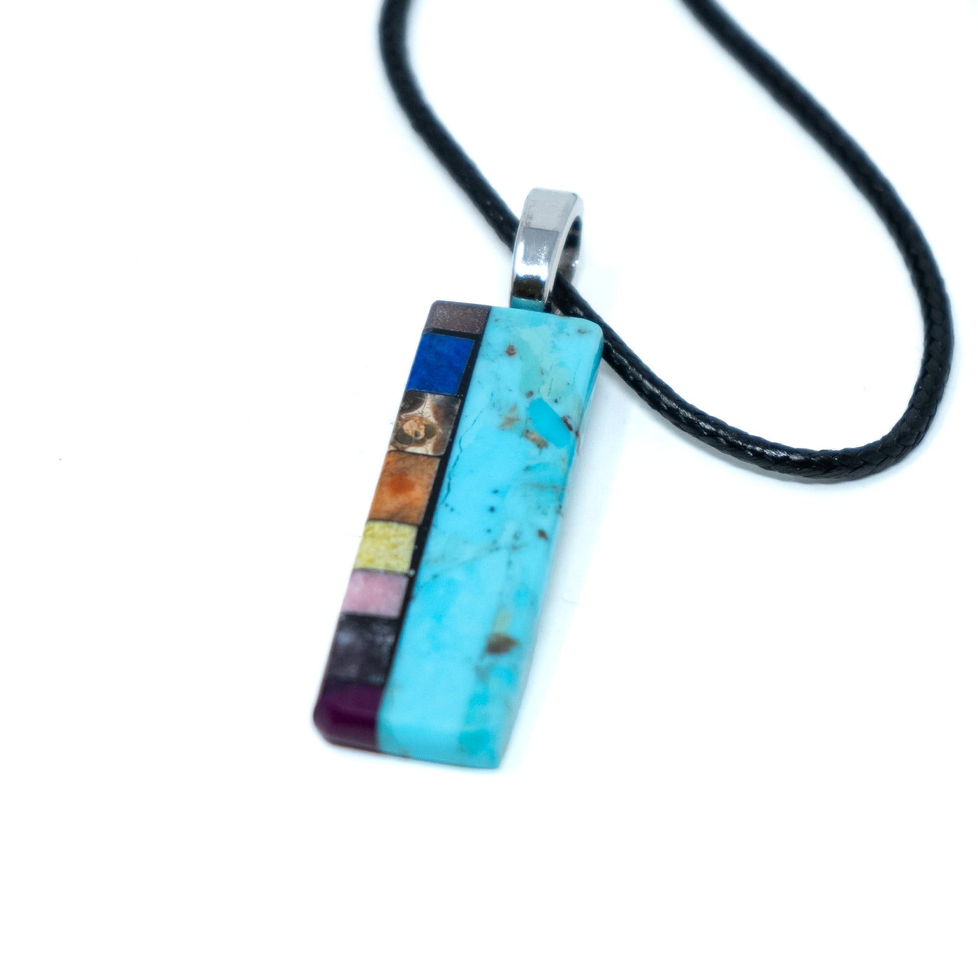 Turquoise Slab Pendant with Mosaic