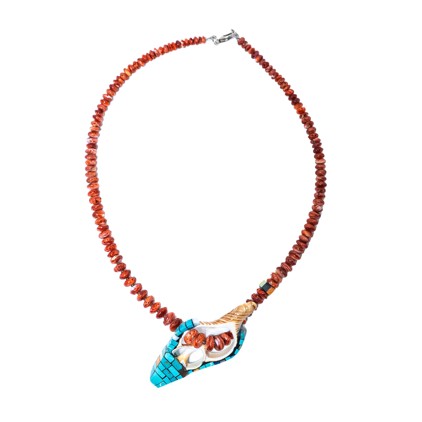 Neckalce Mosaic Half Shell with Turquoise