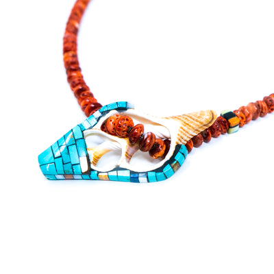Neckalce Mosaic Half Shell with Turquoise