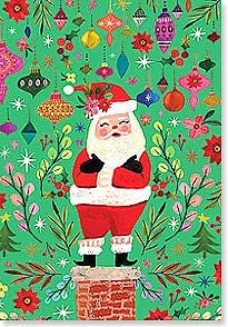 Leanin Tree Santa on Chimney Box Card