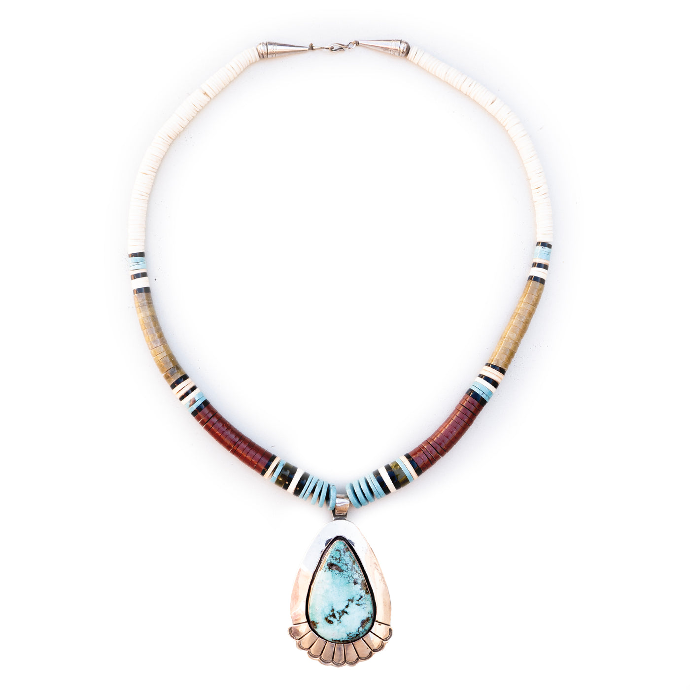 Necklace Hishi with Large Turquoise Pendant