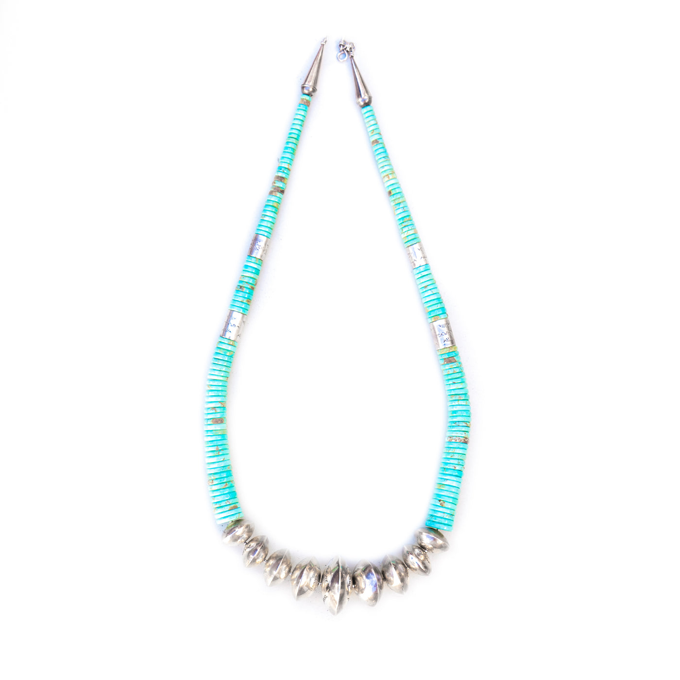 Turquoise and Silver Bead Necklace