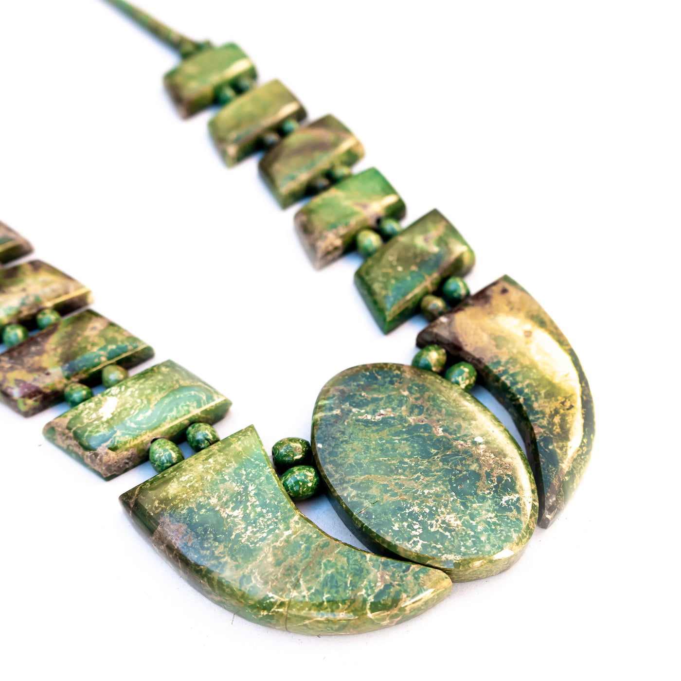 Necklace Large Green Stones
