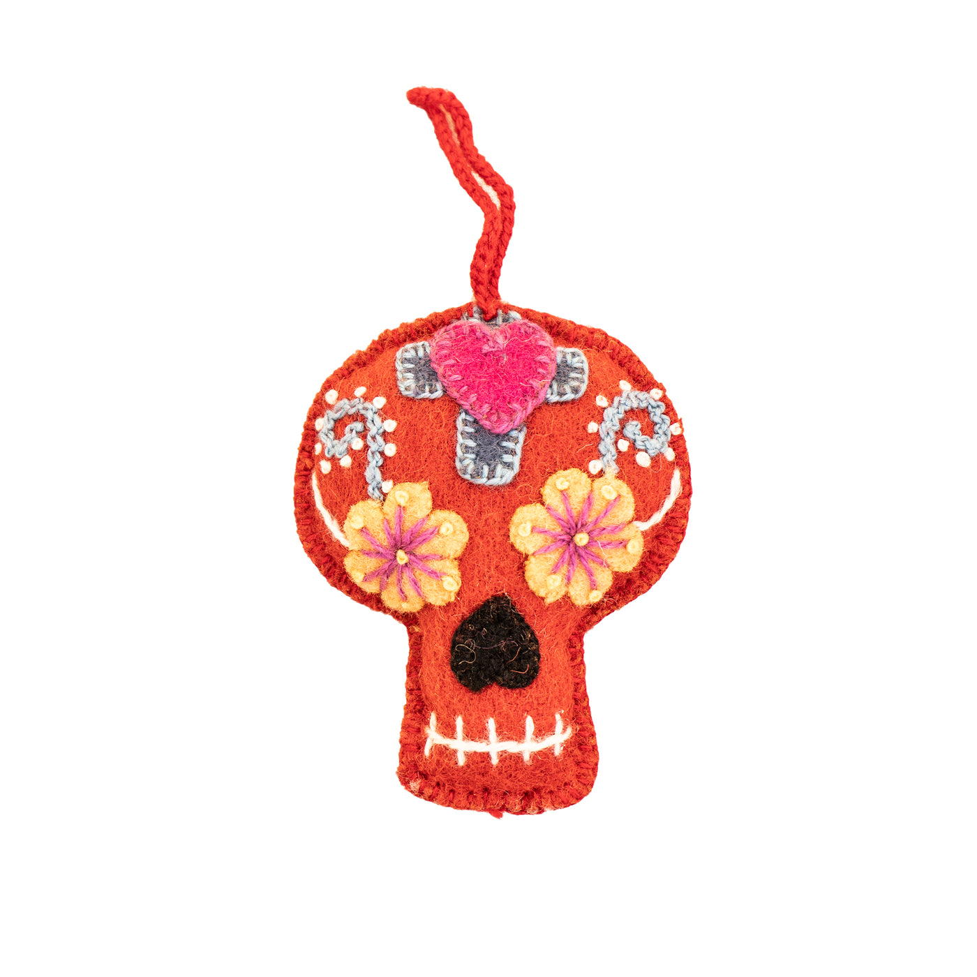 Wool Red Skull Ornament
