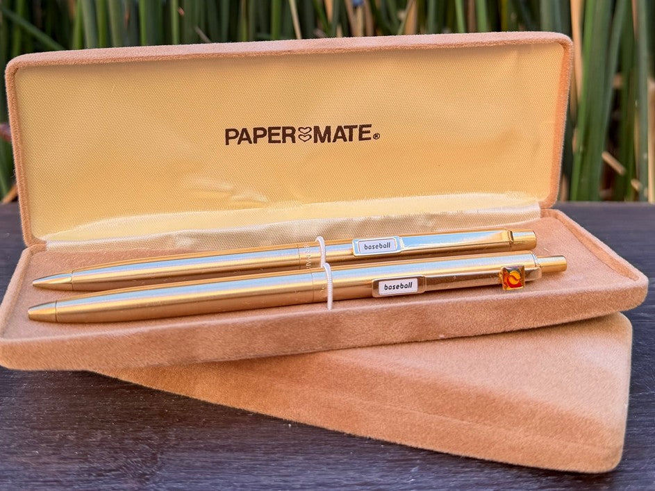 Vintage Paper Mate “Baseball” Gold Pen and Pencil