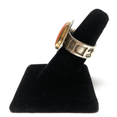 Silver Ring with Coral