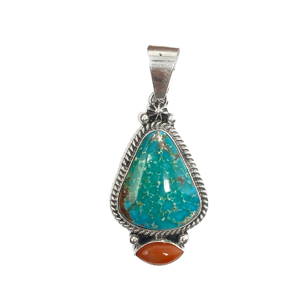 Navajo Pendant Coral  and Turquoise