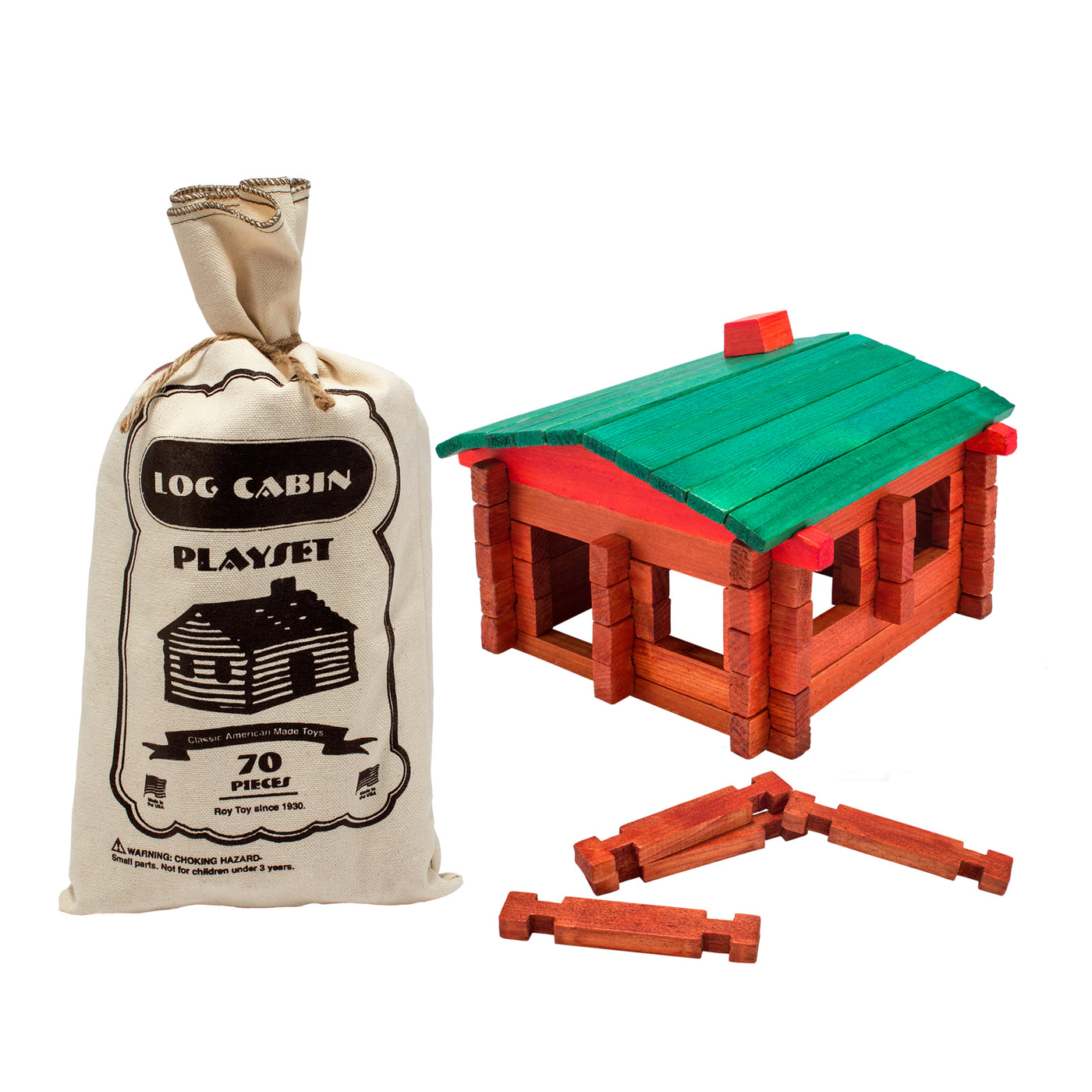 Roy Toy Log Cabin Playset in a Pouch